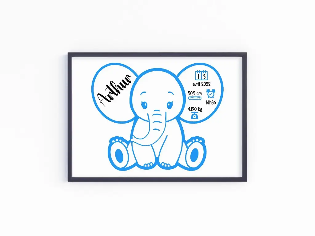 Cadre naissance éléphant 